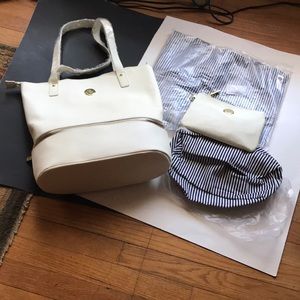 Joy Mangano 4 Piece Leather Tote With 3 Piece Accessories NEW WITHOUT TAGS 🧑‍🎄 🎄